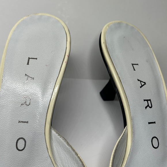 Lario Sz 36 Kitten Heel Patent Leather Ribbon Pointed Toe Slip On Mules Shoes - Picture 12 of 13